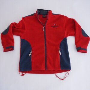 Vintage '90s Burisport.Ch Switzerland Red Navy Fleece Hiking Zip Up Sweater S